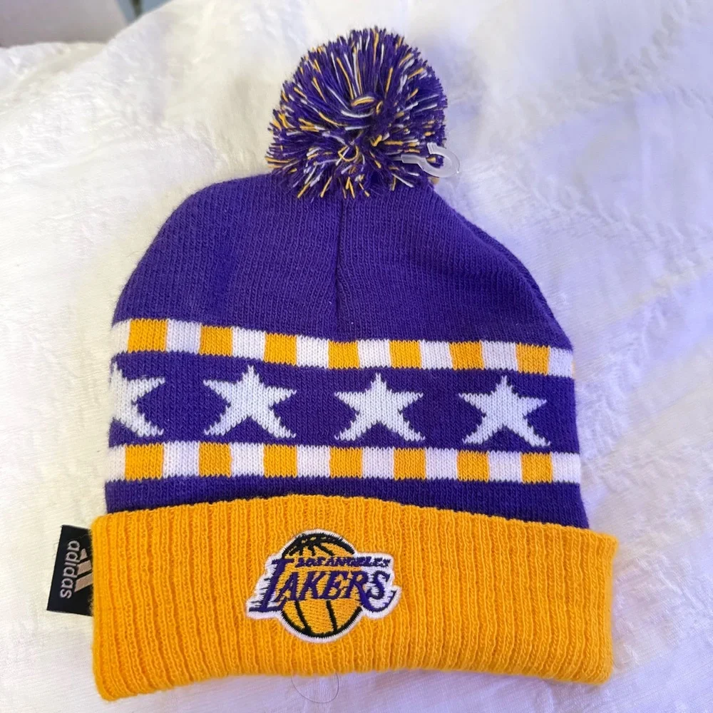 Adidas Kids Purple and Gold Lakers Beanie